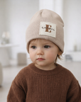 PERSONALISIERTE RIB BEANIE 'LIGHT BEIGE'