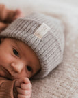 MERINO WOOL KNIT BEANIE 'GREY MELANGE'