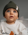 RIB BEANIE TINY CROISSANT 'DARK KHAKI'