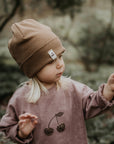 RIB BEANIE TINY CHERRY 'COCOA MELANGE'