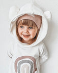 HOODIE BOW AND BEAR 'PEARL/ROSE'